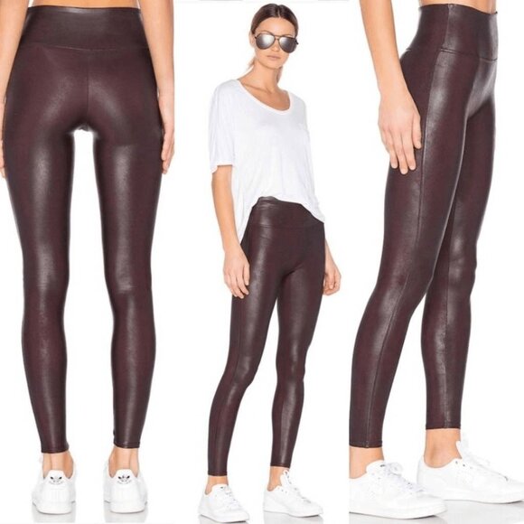 SPANX Pants - SPANX Ready to Wow Faux Leather Leggings S BROWN WINE 2437